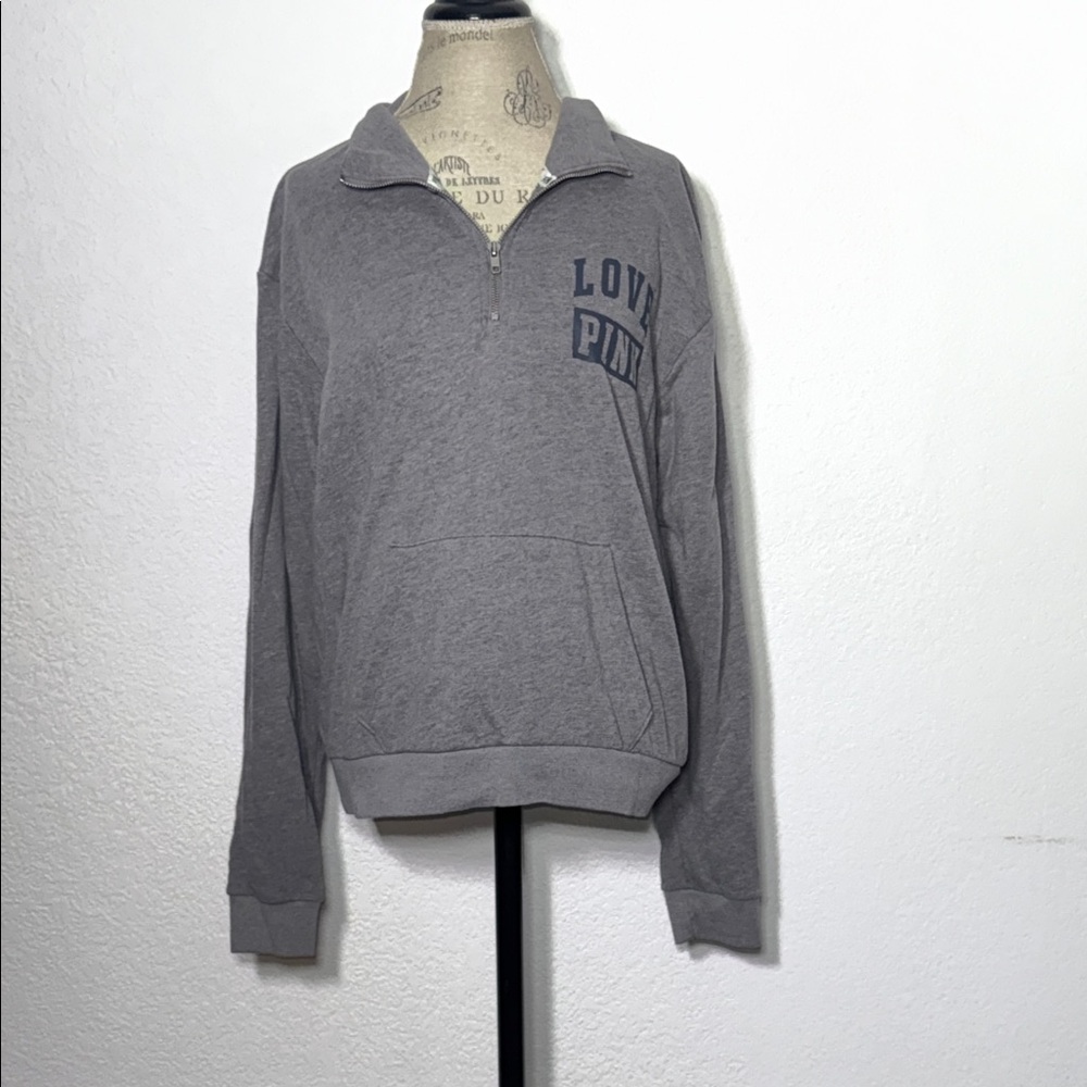 PINK Victoria's Secret Charcoal Zip-Up Sweater